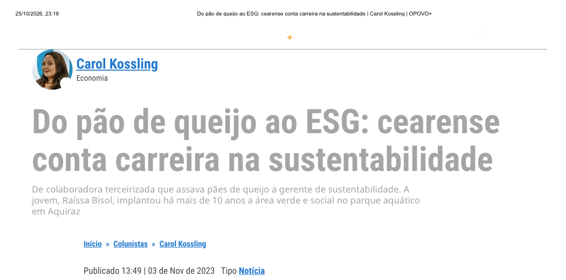 Matéria Do pão de queijo ao ESG